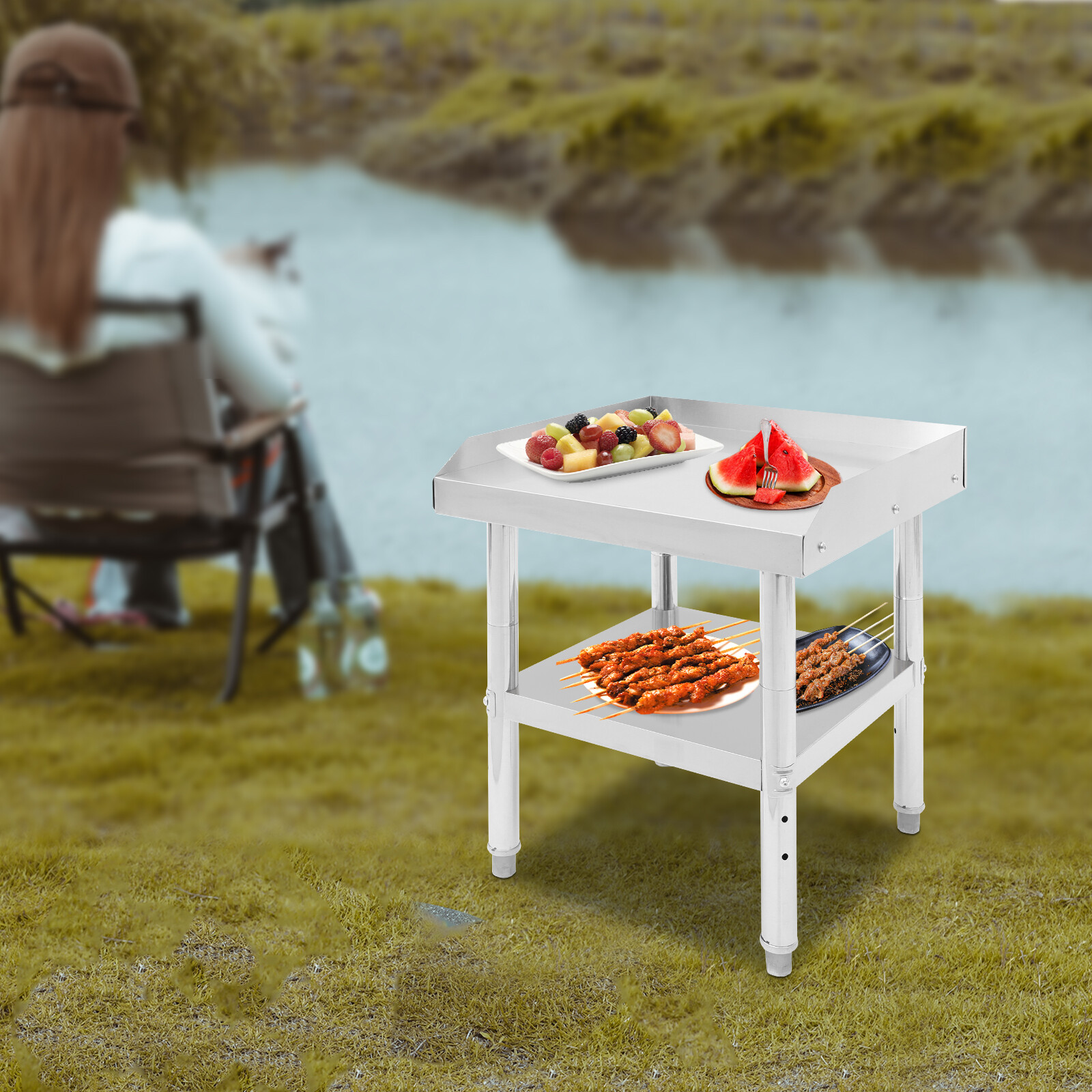 Commercial Kitchen Work Prep Table with Backsplash Stainless Steel Prep Table