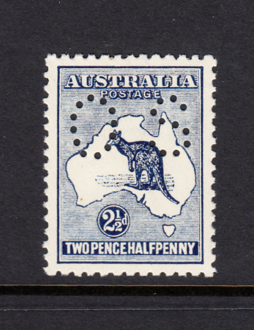 AUSTRALIA 2 ½d DEEP BLUE PERF SMALL OS WMK6 (THIRD) SG 044, BW11 MNH