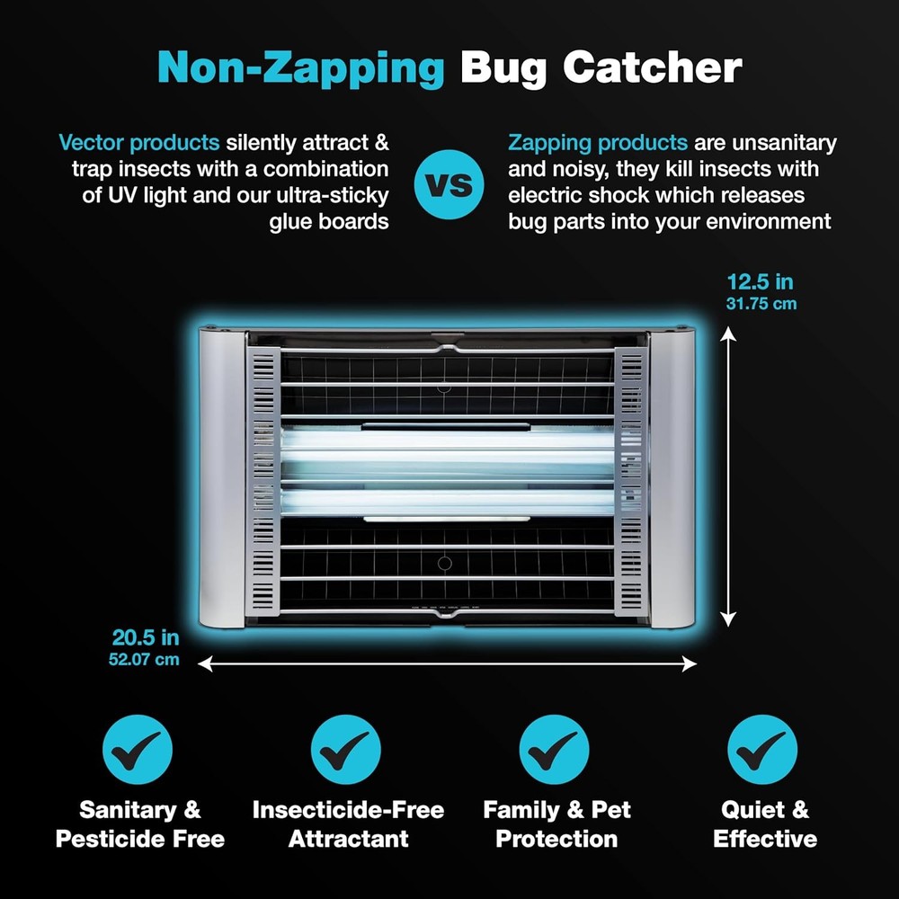 Catchmaster Vector Plasma UV Fly Trap Silver, Indoor Insect Catcher