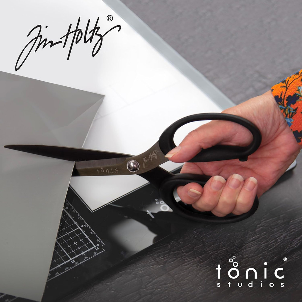Scissors All Purpose - 9.5 Inch Titanium Snips with Micro Serrated Blade Edge -