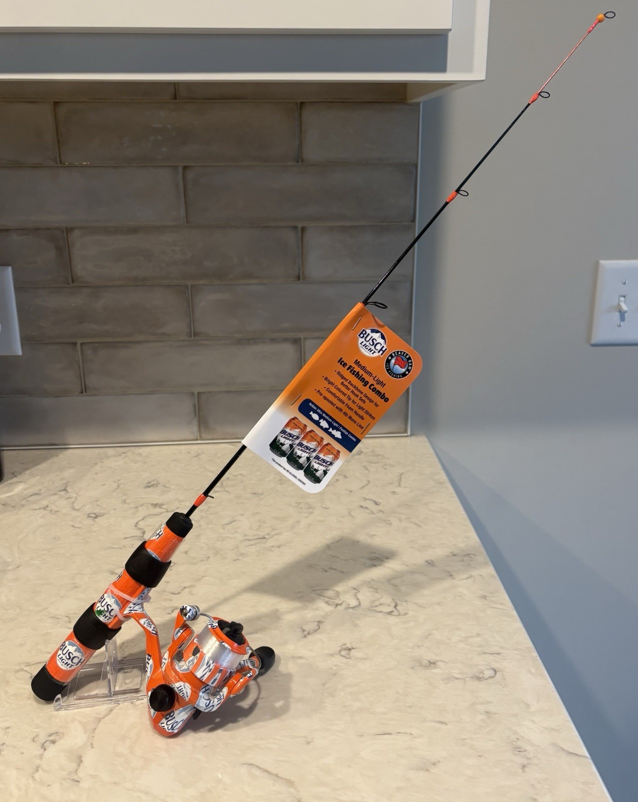 Beaver Dam Busch Light 26 Inch Medium Light Ice Fishing Combo Orange/Black