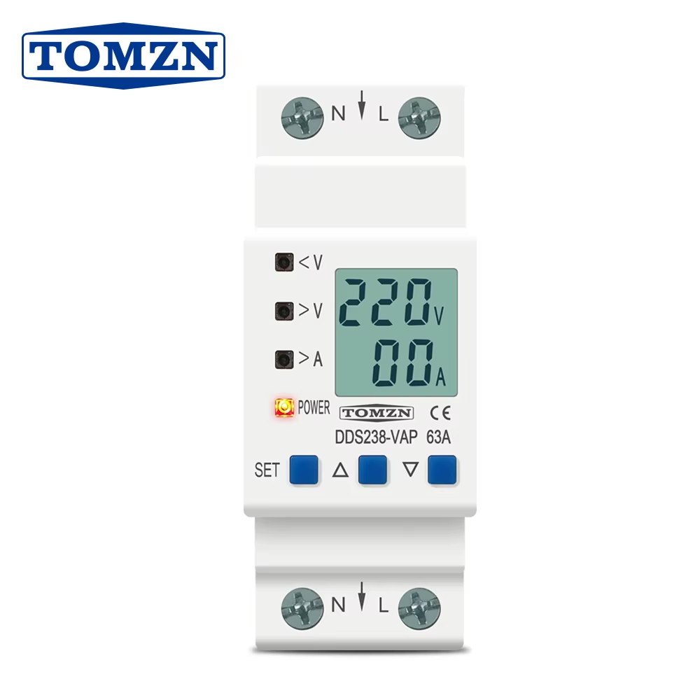 63A 80A 110V 230V Din rail adjustable over under voltage protective device prote