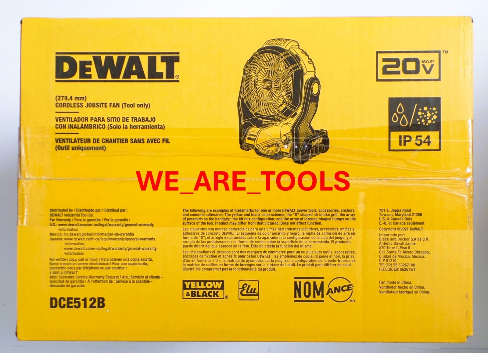 DEWALT DCE512B Cordless Jobsite Fan 650 CFM 11" FAN 20V 20 Volt Cordless