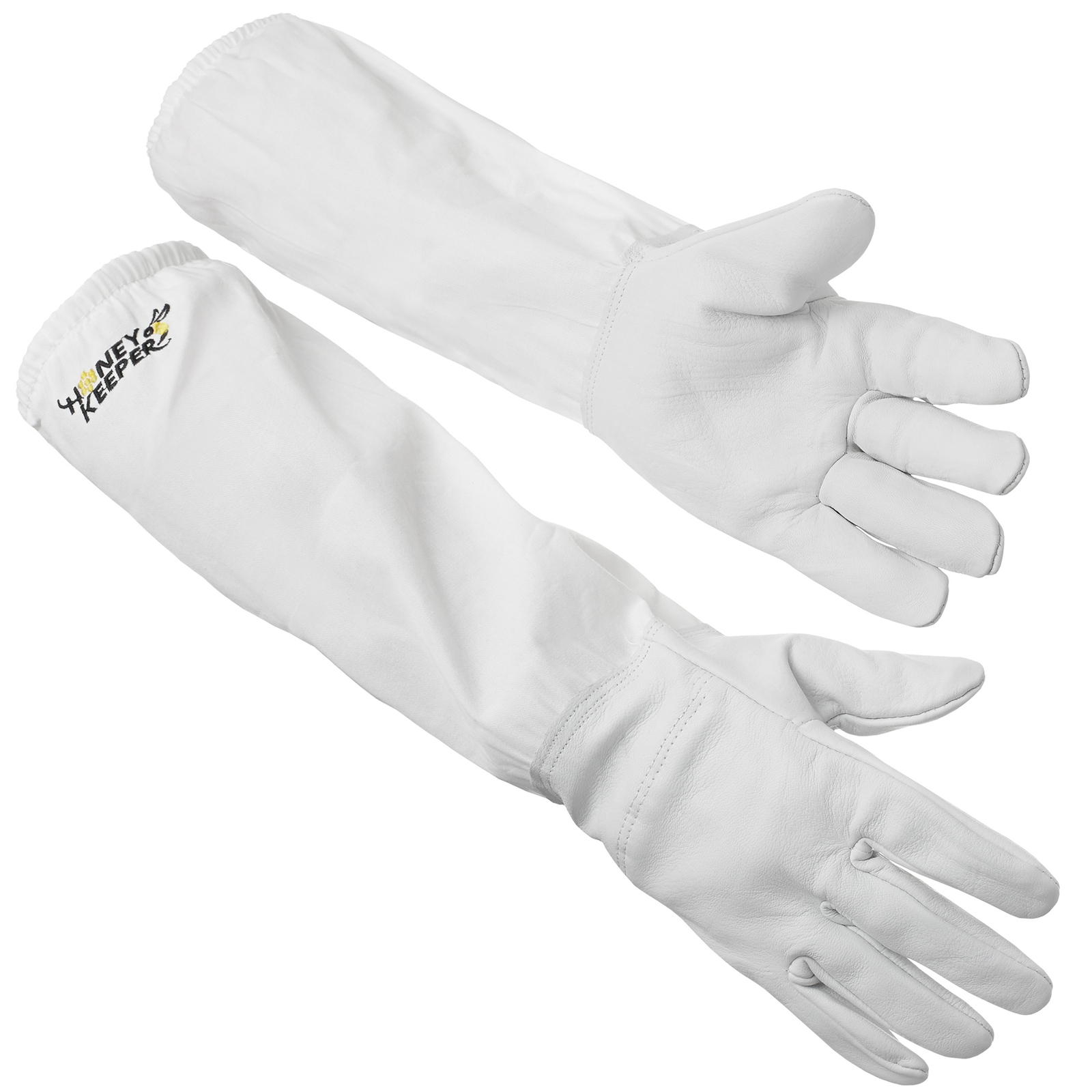 Beekeeping Gloves Goatskin Leather, Canvas Long Sleeves with Elastic Cuff, Sm