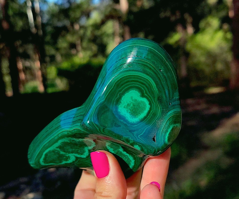 Polished Malachite Freeform From Congo 12.4 Cm's