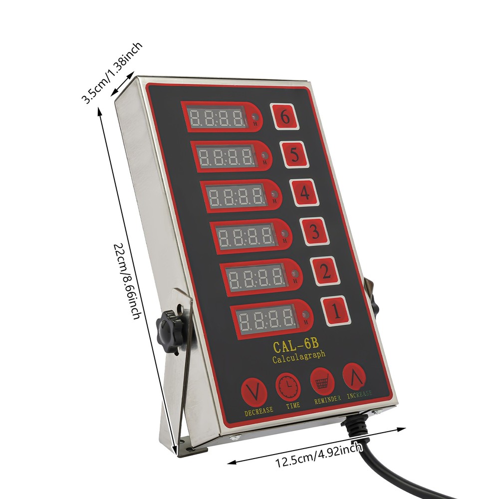 6-Channel Kitchen Timer – Stainless Steel, LED Display, Multi-Task Function
