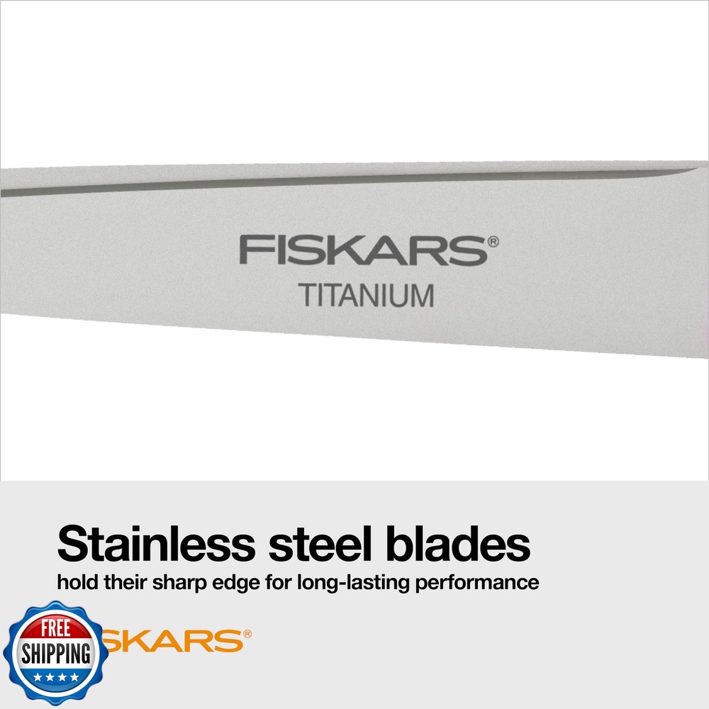 Fiskars 8” Comfort Grip Titanium Multipurpose Scissors with Ergonomic Handles