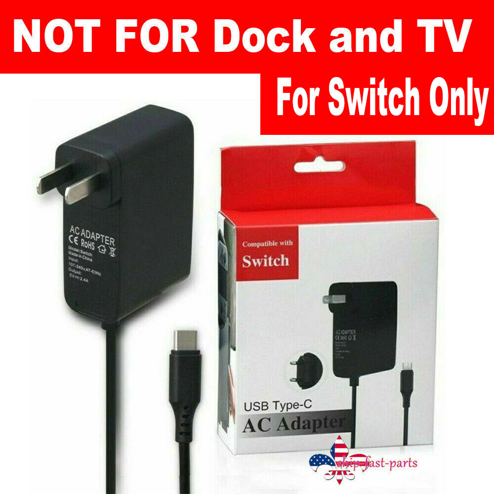 Nintendo Switch or LITE Fast Charging Charger AC Adapter 2.4A Type C Cable