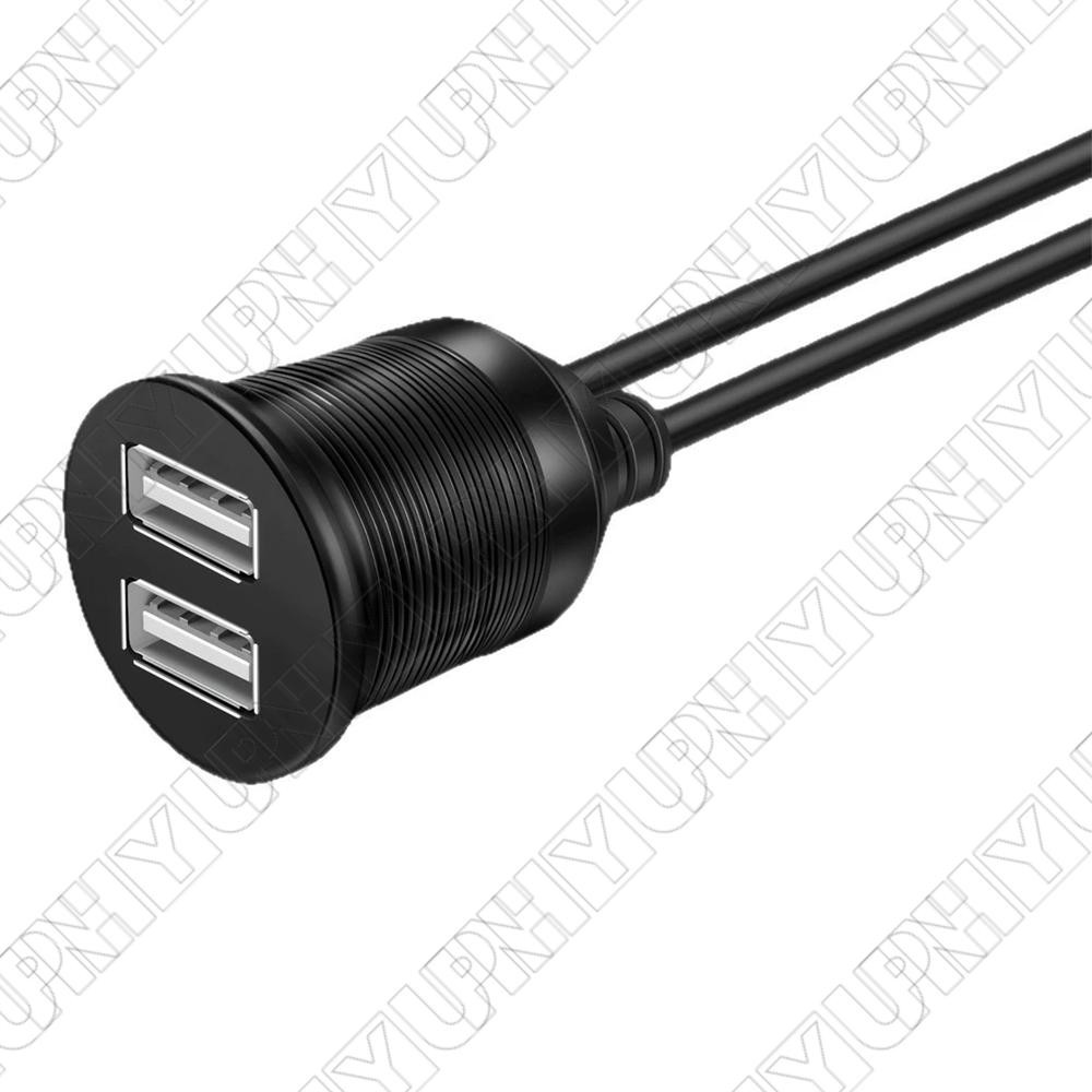 Car For DASH Mount Dual USB Port Panel Interface Extension 100cm Cable Adapter