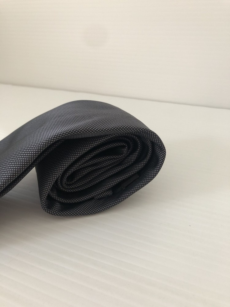 Connor Silk Men Tie Polyester Dark Grey White Dots