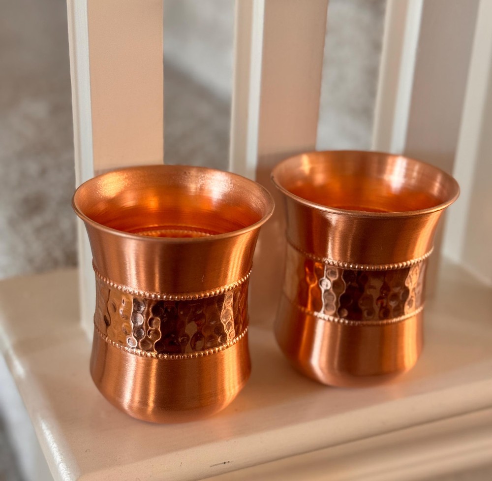 100% pure handcrafted Copper Drinking Cups (Pair) – Solid Copper