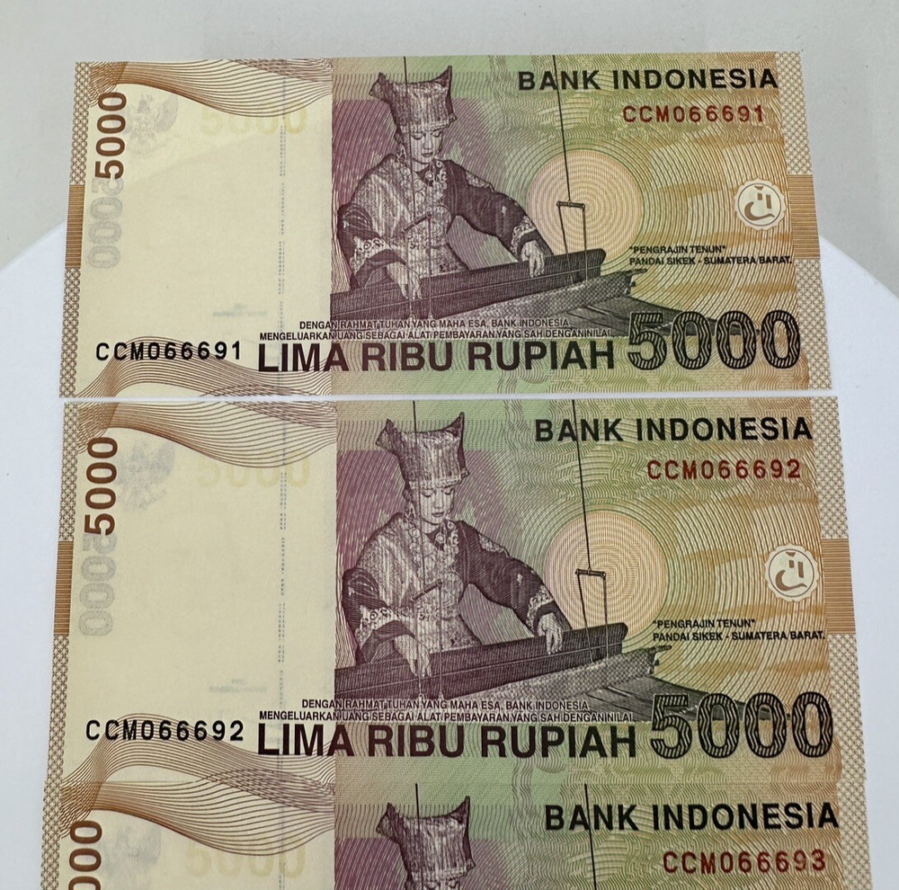 2001 Indonesia 5000 Rupiah p142a 4pc sequential UNC