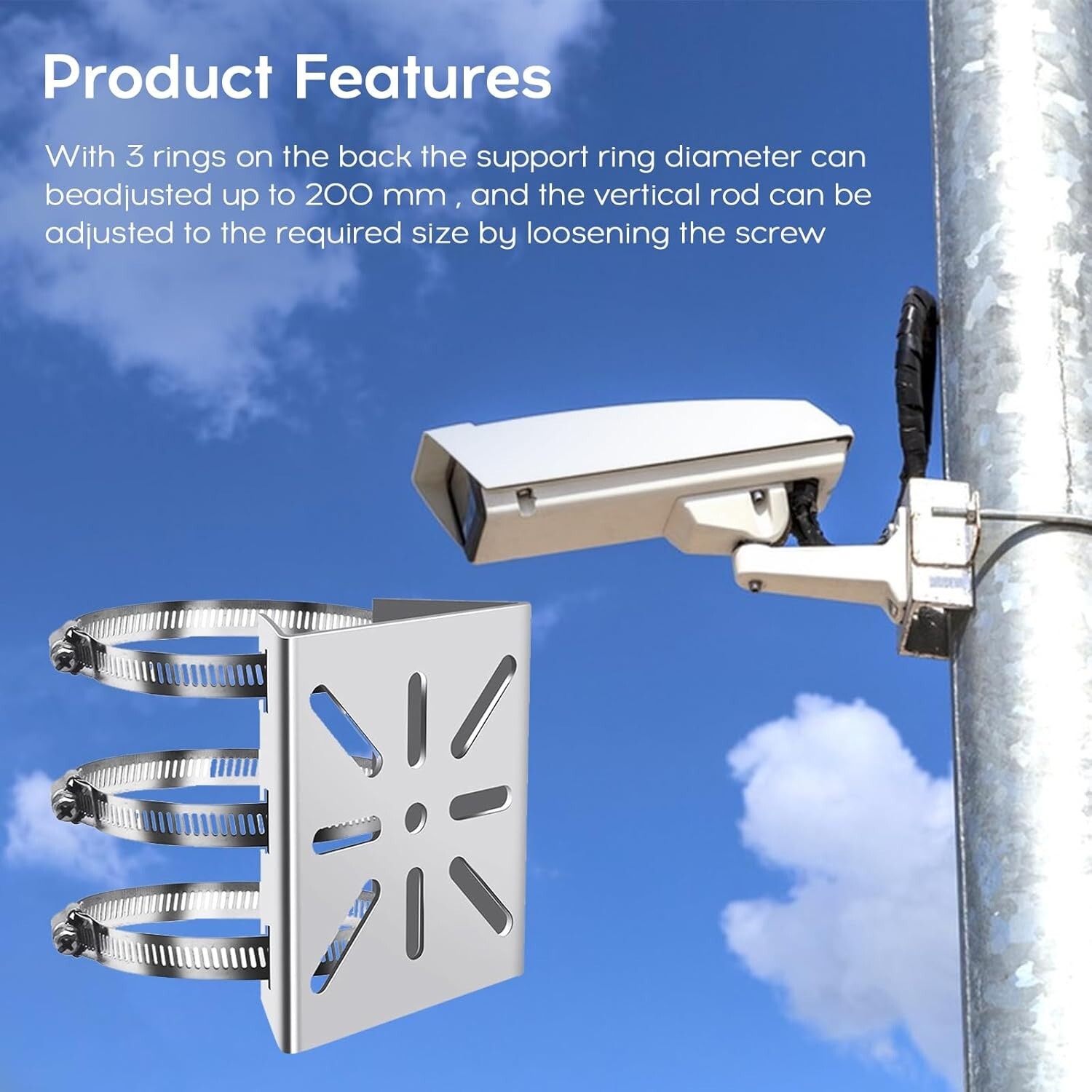 3 Loops Stainless Steel Corner Mount Bracket for IP CCTV Security Cameras