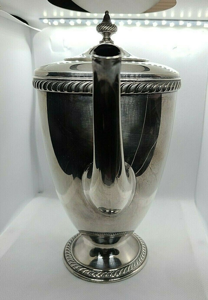 Vintage Oneida Haddon Silverplated Coffee Pot Gadroon Border Hollowware