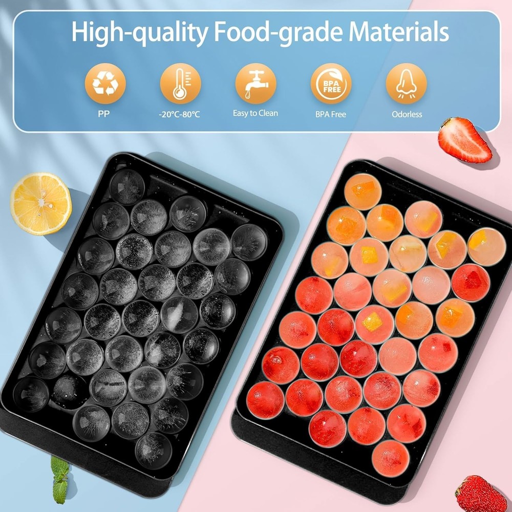 Versatile Ice Cube Tray with Lid - Create Beautifully Round Ice Balls Easily