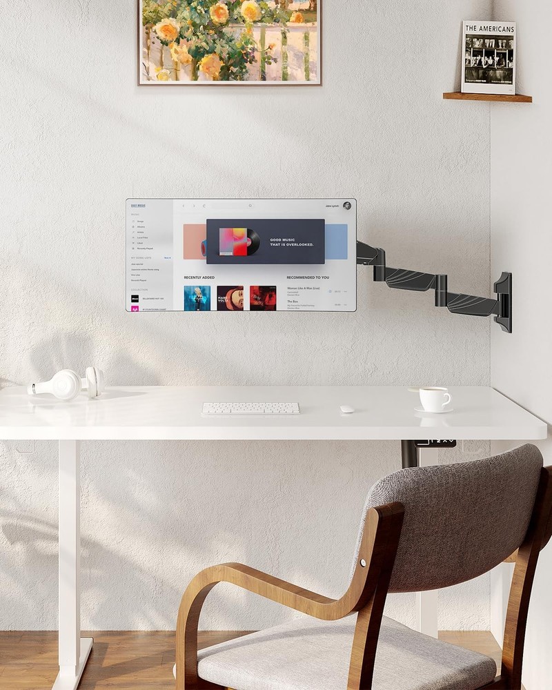 Monitor Wall Mount for 13 to 32 inch Computer Screen, Extra Long Adjustable S...