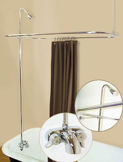 ADD-A-SHOWER W/CURTAIN BAR FOR CLAWFOOT TUB ON LEGS W/HEAVY METAL FAUCET