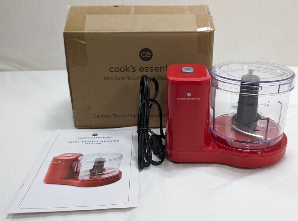Cook's Essentials Mini One Touch 2 Cup Food Chopper RED Model SCEDCMC200