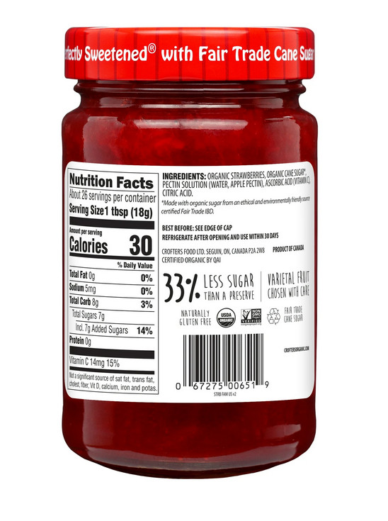 Crofters Organic Strawberry Premium Fruit Spread, 16.5 oz