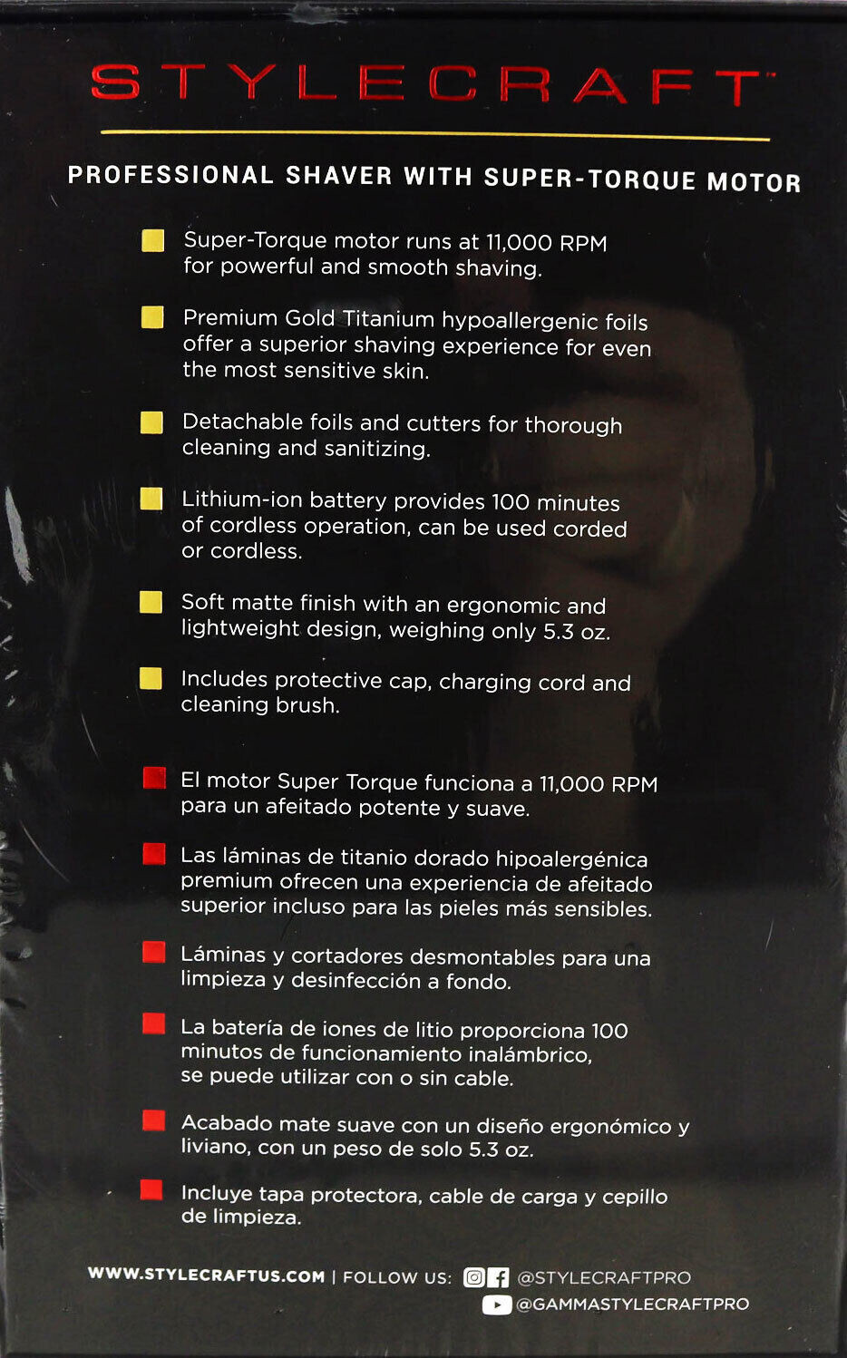 StyleCraft Rebel Professional Super Torque Motor Foil Shaver SC802B