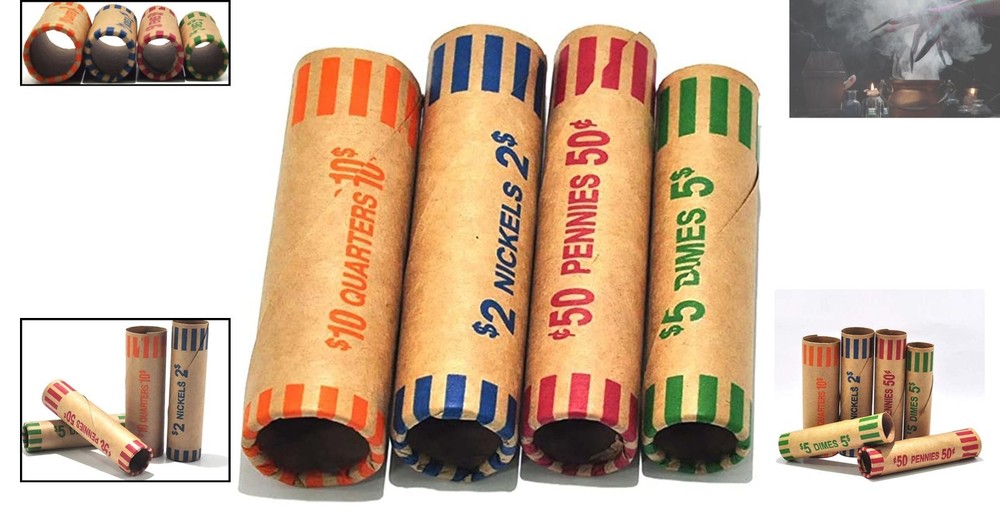 Efficient 256 Assorted Preformed Coin Wrappers for Quarters, Dimes, and More