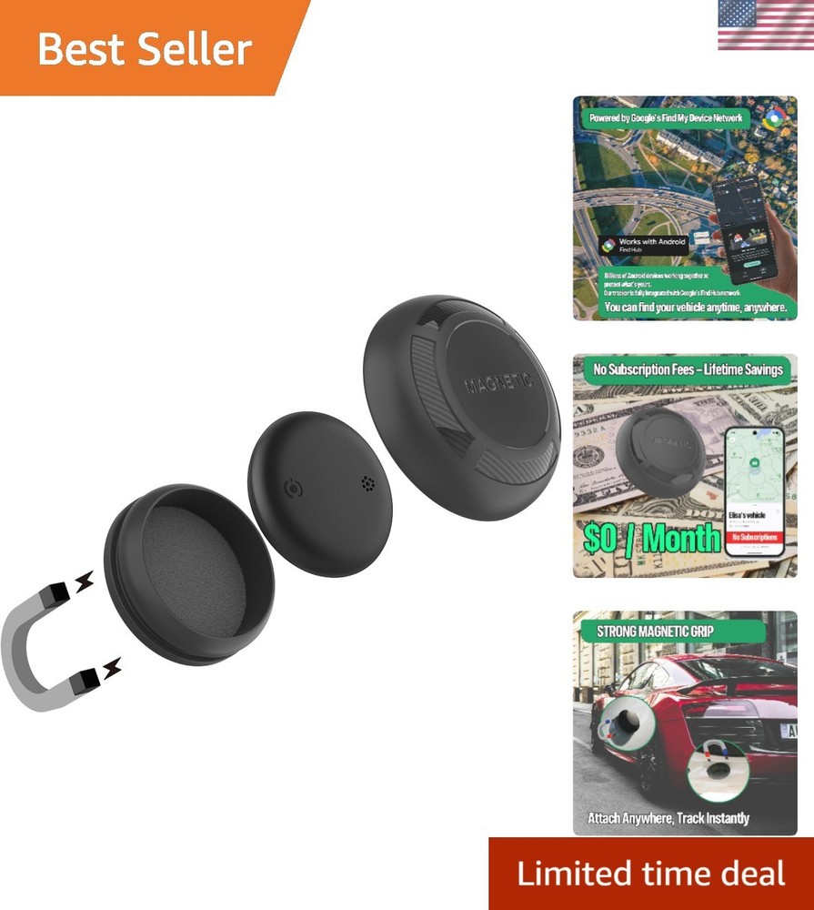 Magnetic Hidden GPS Tracker for Vehicles - Android, No Subscription, Long Bat...