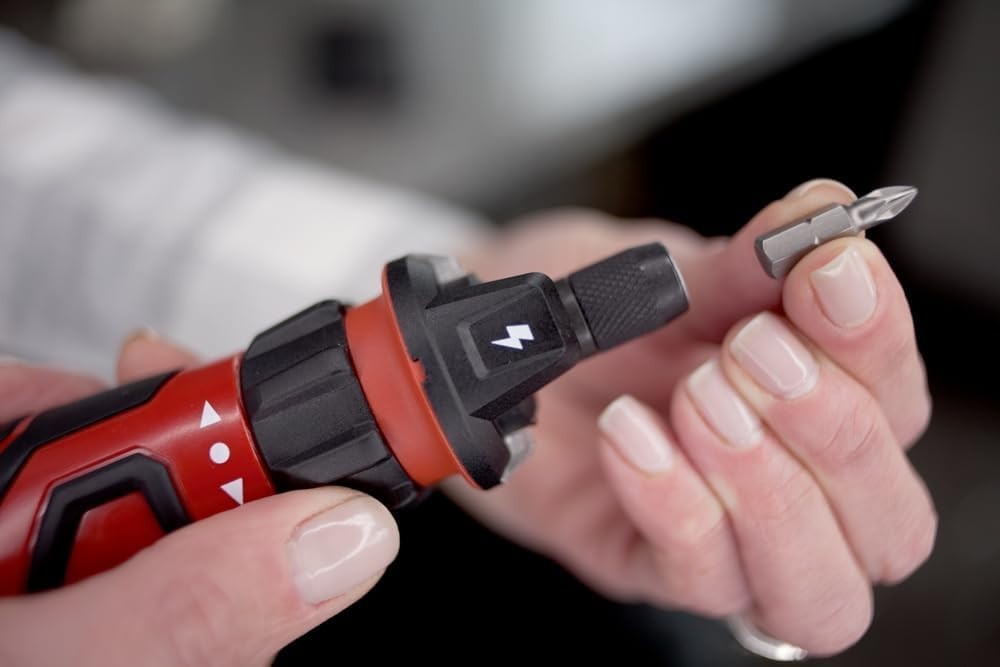 Rechargeable 4V Cordless Screwdriver with Circuit Sensor Technology, Includes...