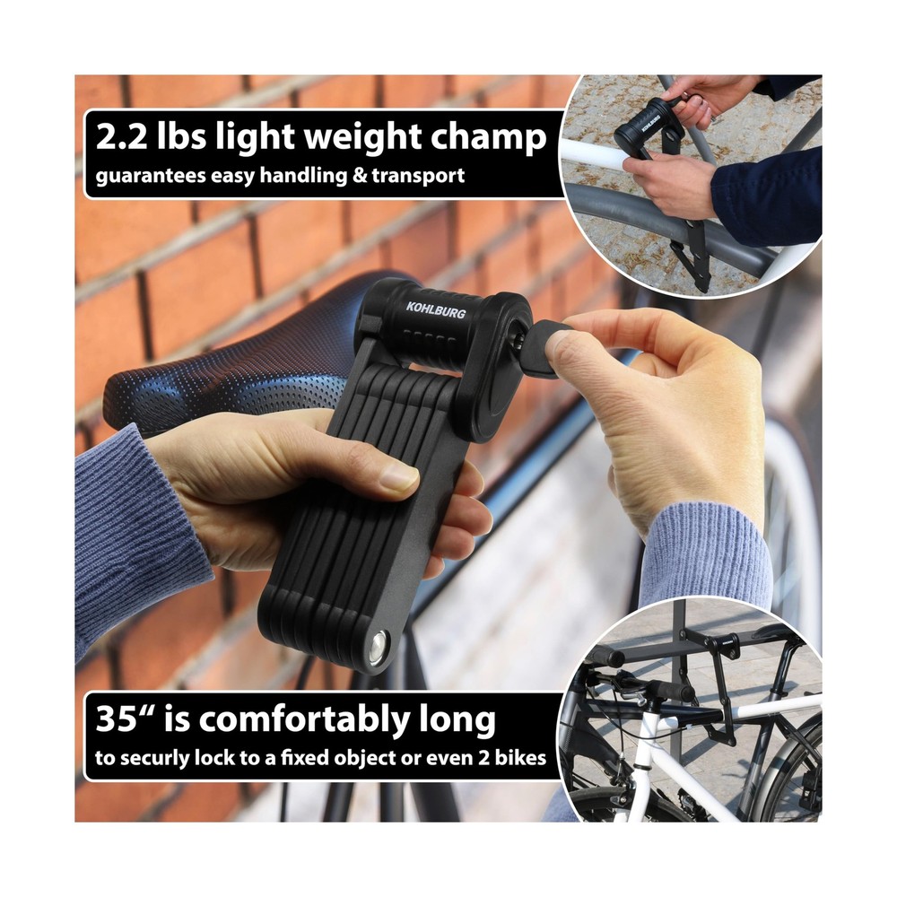Security Folding Lock only 2.2 lbs - 35" Foldable Bicycle Lock - Ge... Fast Ship