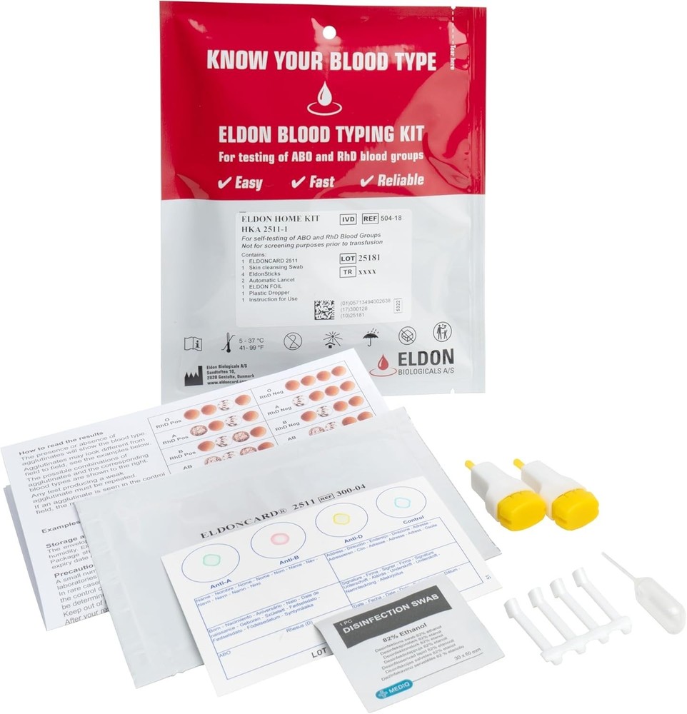 Fast & Easy Blood Type Kit - Includes Safety Lancet & Micropipette