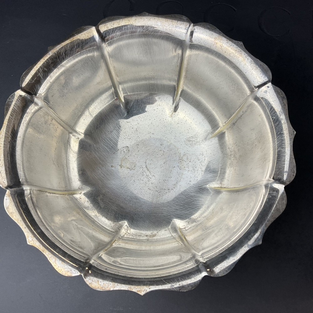 Vintage Kent Silversmith Scalloped Footed Silver-plated Small bowl Rare