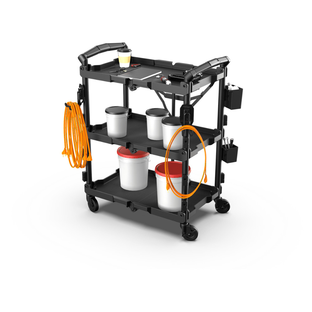 Hyper Tough Hyper Stack Foldable Collapsible Utility Cart Rolling Dolly, Black