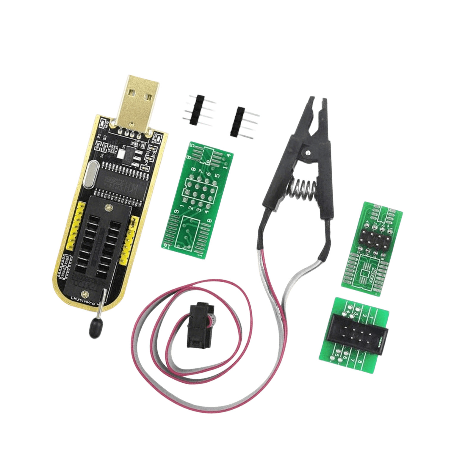 CH341A SOIC8 SOP8 Flash Chip EEPROM Programmer IC BIOS Test Clips 24 25 SeriesFc