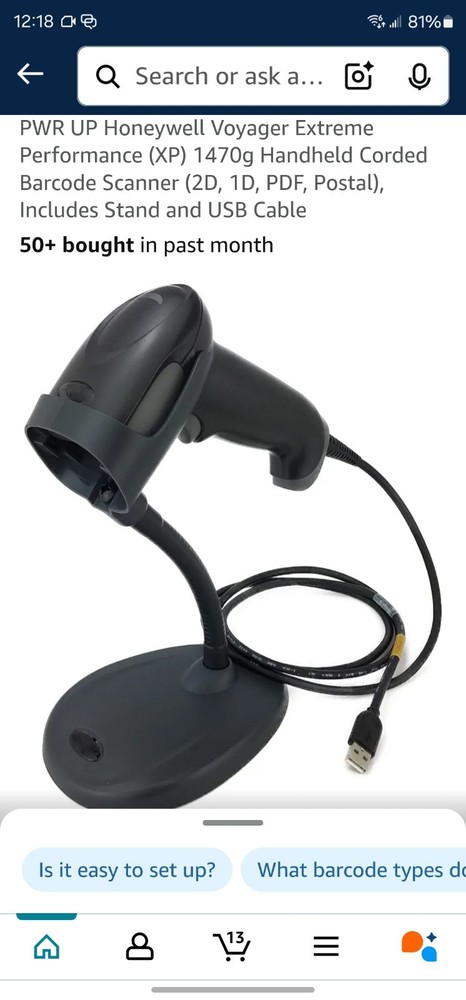 Honeywell Voyager XP 1470G USB 1D/2D Barcode Scanner POS Handheld QR Code Reader