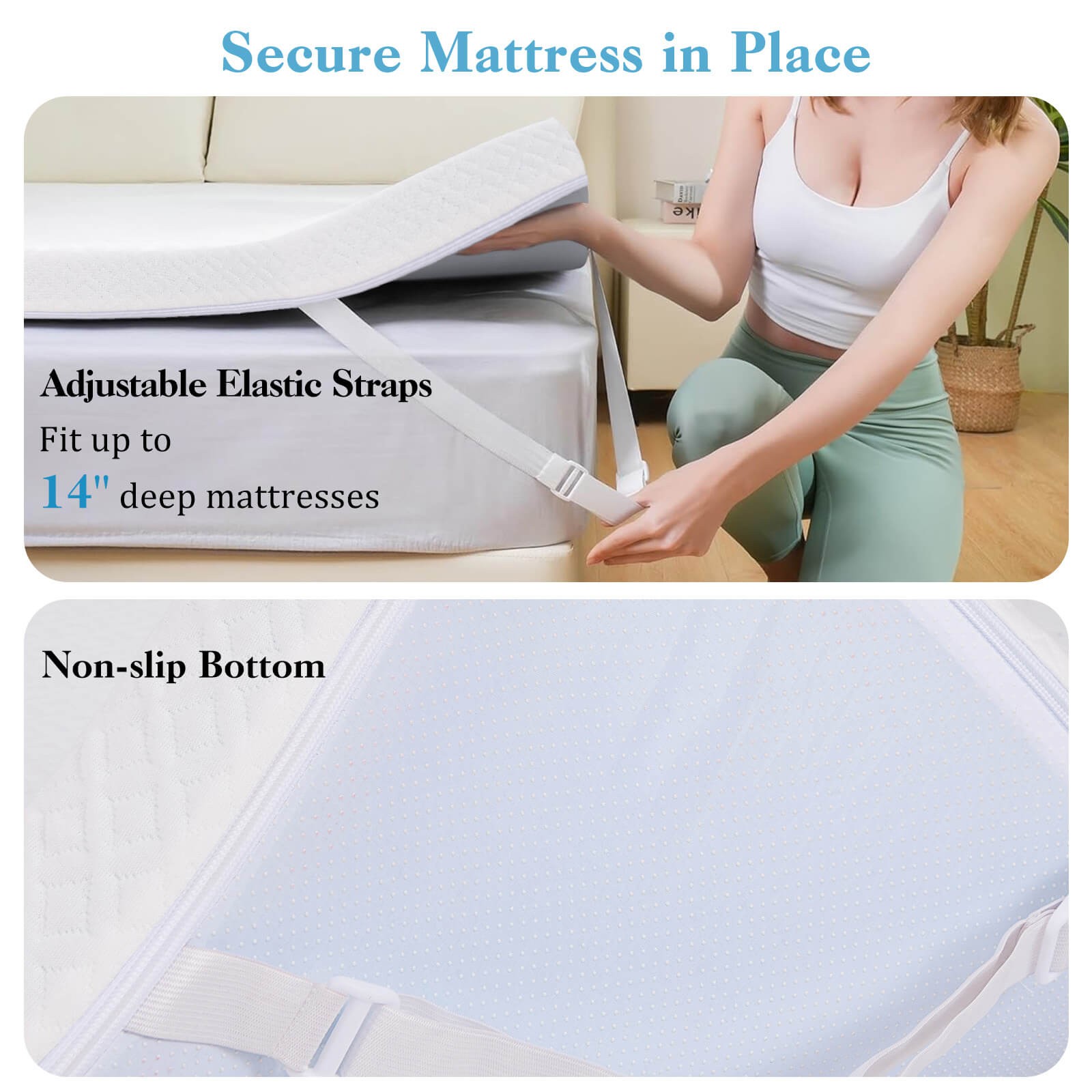 3“ Gel-Infused Memory Foam Mattress Topper w/ Removable & Washable Cover Twin