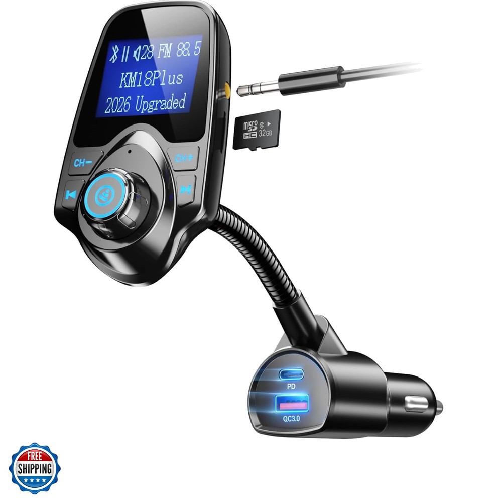 2026 KM18 Upgraded Version] 48W Bluetooth 5.4 Car Adapter with Fasting Chargi...