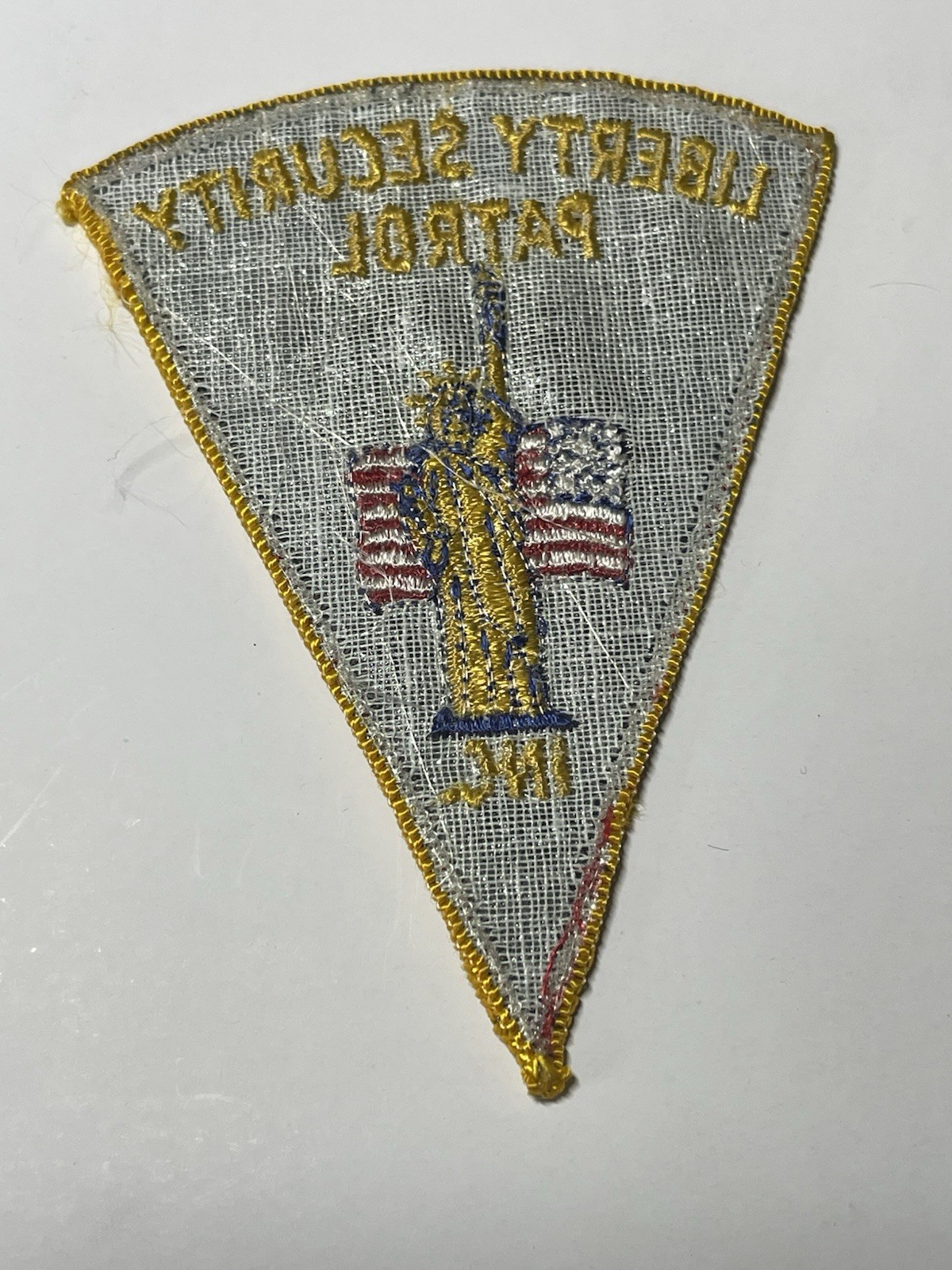 Rare Unique Liberty Security Patrol Inc Patch USA Flag Statue I95