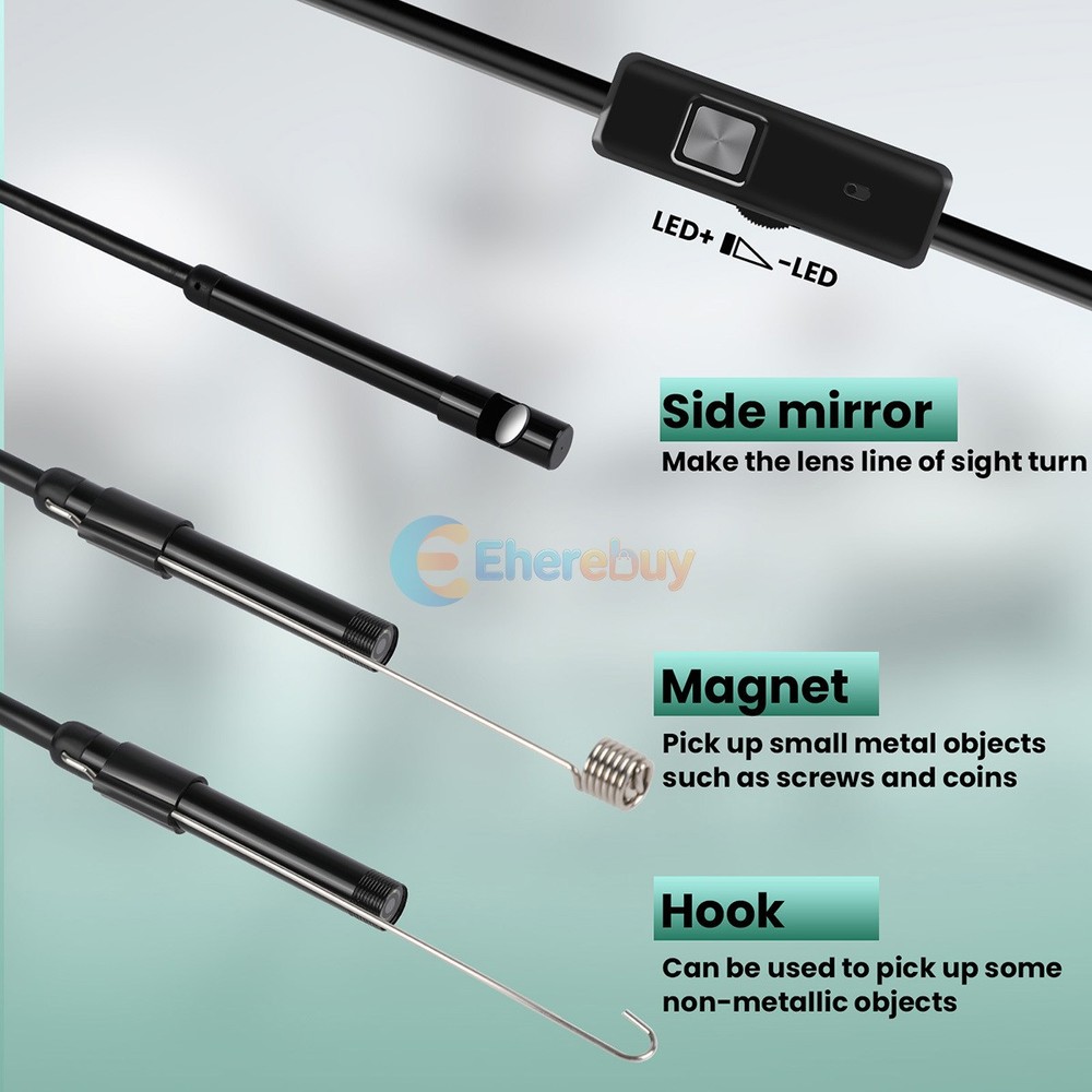 6.6ft USB Snake Endoscope Borescope HD Inspection Camera Scope Fr Android Type C