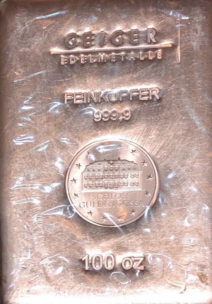 100 Oz Copper Geiger Serialized Sealed Bar