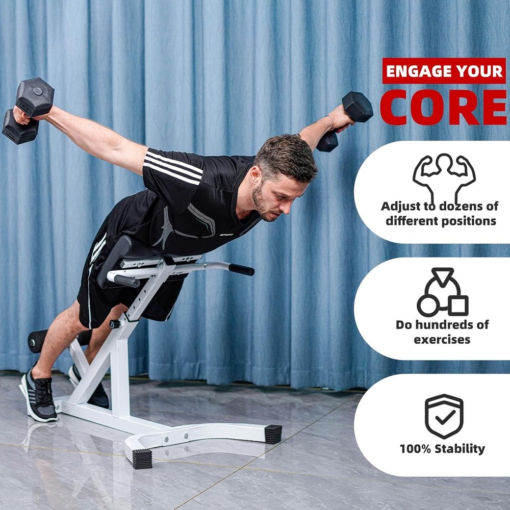 Roman Chair Ultra Extended Bench Adjustable Height Back Exercise Machine