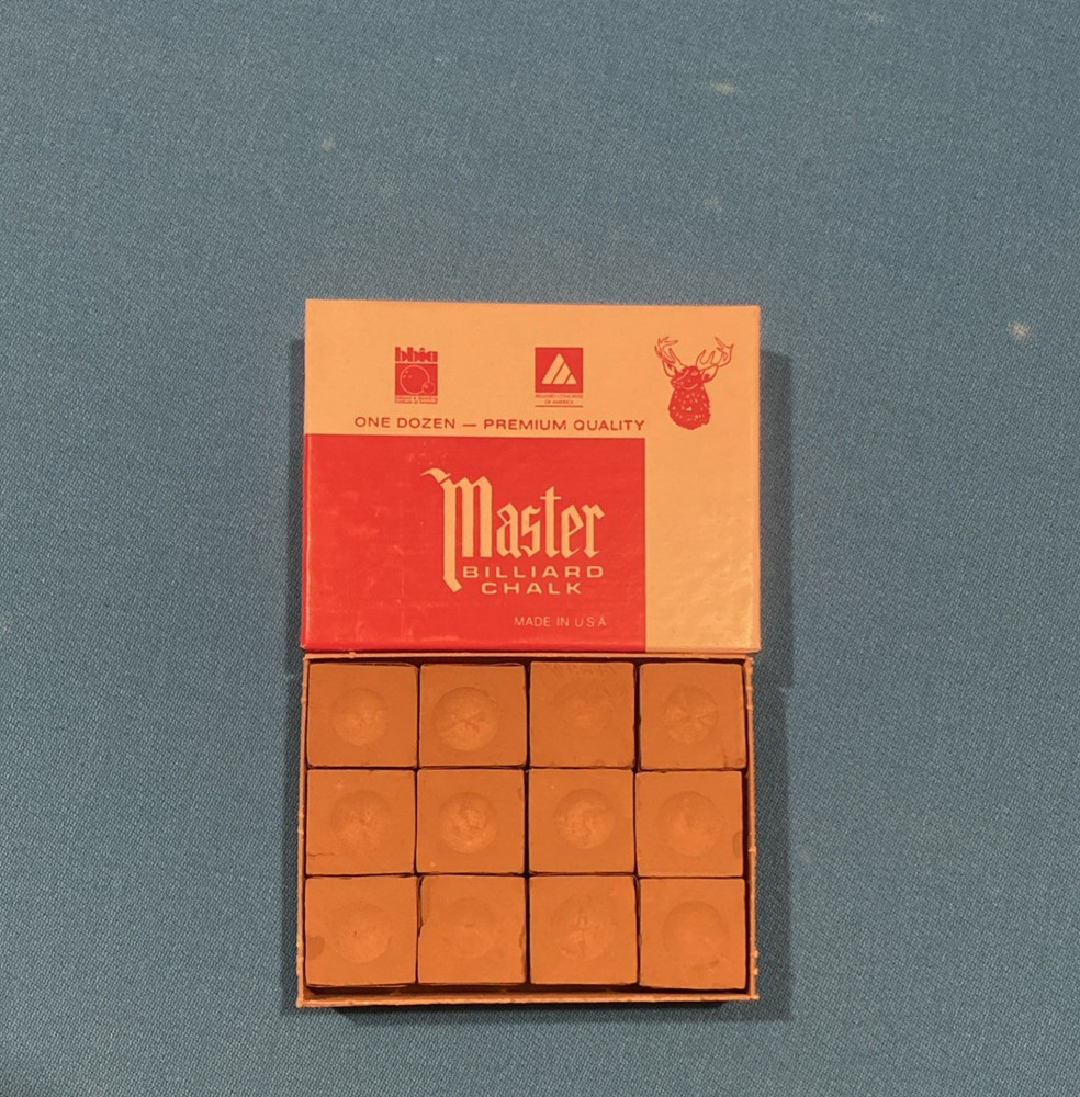 Master Billiard Pool Cue Chalk 12 PC Box - GREEN BROWN RUST