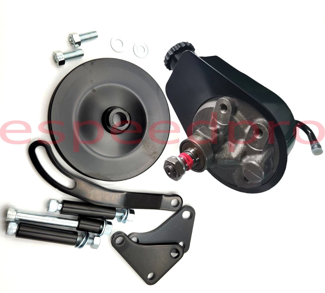 SB Chevy Black Saginaw Power Steering Pump & Bracket & Pulley Kit SBC 350 327