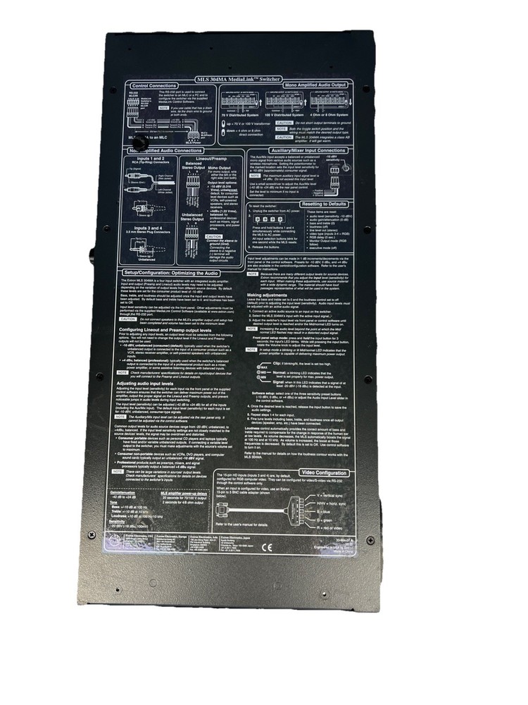 Extron MLS 304MA Multi-Format Switcher with 24W Mono Amplifier – 4 Inputs