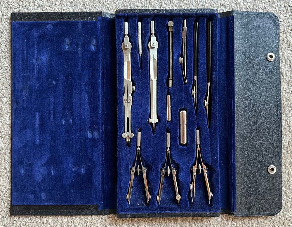 Vintage K&E Drafting Tool Compass Set With Case Doric Favorite N9526C Germany