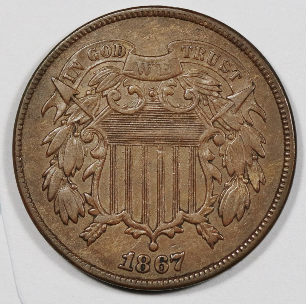 1867 2 Cent Piece.  XF.  207020