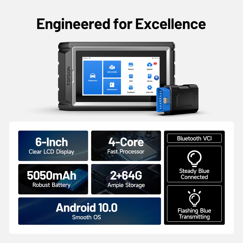 TOPDON AD800BT 2 Auto All System Diagnostic Bidirectional K!ey Coding Scanner