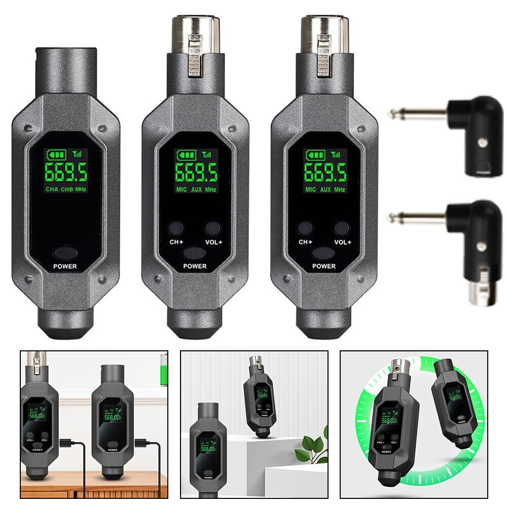 Wireless Microphone Converter XLR Transmitter&Receiver Microphone For 2 mic US