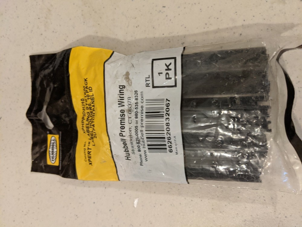 Hubbell Patch Panel Label Holders XPHPPID2U10, New in Original Package