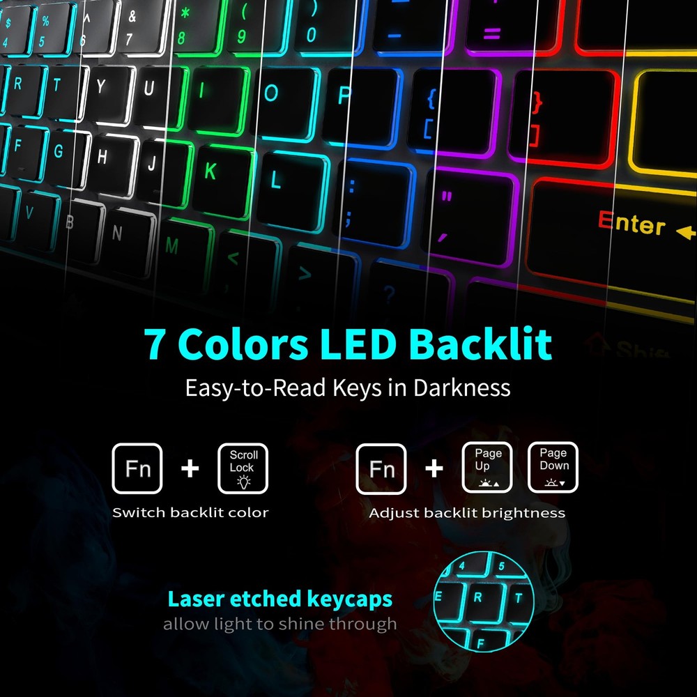 POWZAN Backlit Wireless Keyboard and Mouse RF425S(keyboard+mouse combo)