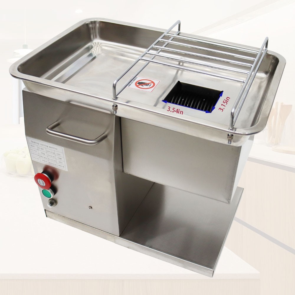 110V Commercial Meat Cutter 6mm Blade Beef Pork Cutting Machine 200Kg/h 650W