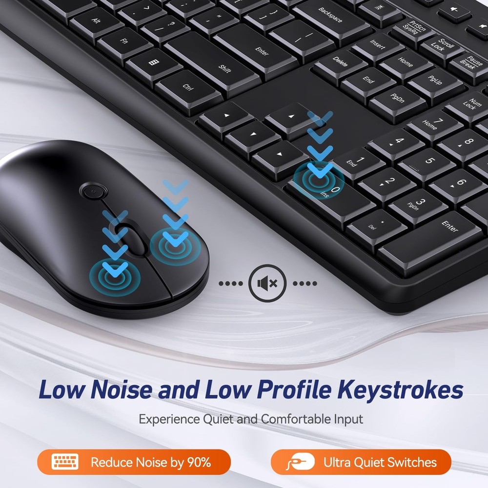 Wireless Keyboard and Mouse Combo, Acebaff 2.4G Quiet Wireless Computer Keybo...